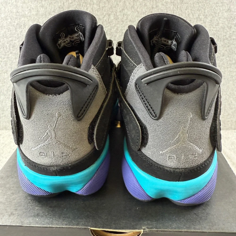 Nike Air Jordan 6 Rings Black Aqua Grey Mens Sneakers‎ Size 8 DD5077-040
